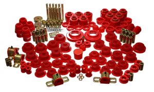 Jeep Wrangler TJ Suspension Bushing Kit - Energy Suspension - Hyper-Flex Master Bushing Set - Red - `97-`06